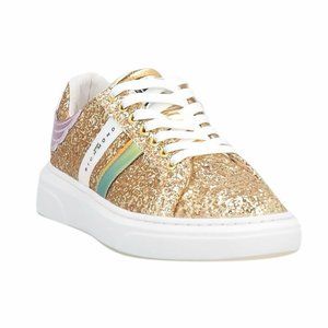 John Richmond Gold Glitter Bling Platform Fashion Streetwear Sneakers